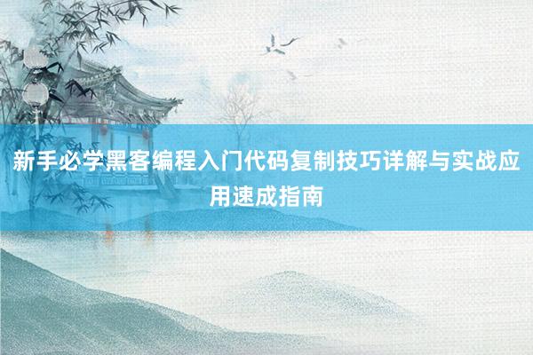 新手必学黑客编程入门代码复制技巧详解与实战应用速成指南