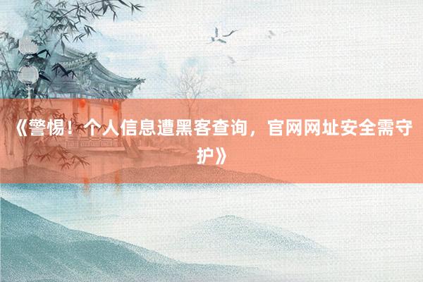 《警惕！个人信息遭黑客查询，官网网址安全需守护》